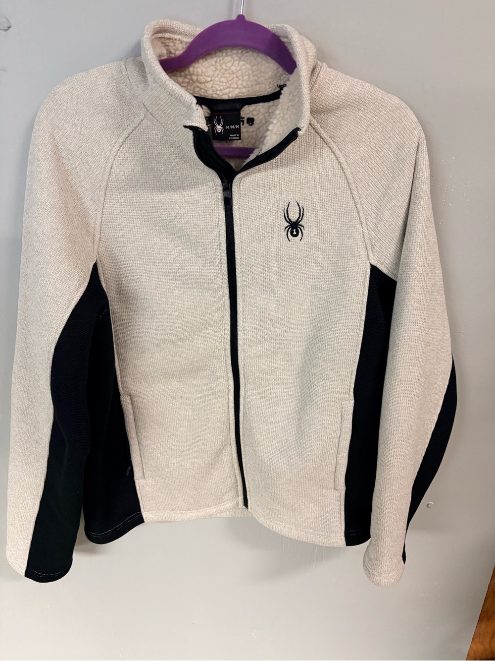 Spyder Men’s Full-Zip Fleece Performance Jacket - Cream/Black
